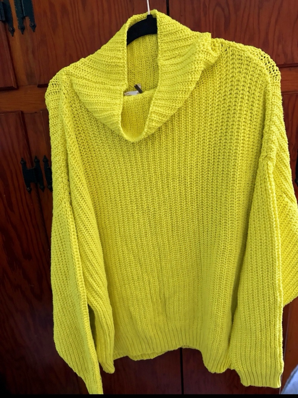 Free People Supply Co. Neon Yellow  Chunky Oversized  Cowl Neck Sweater